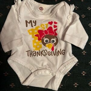 My 1st Thanksgiving Baby Onesie - White
